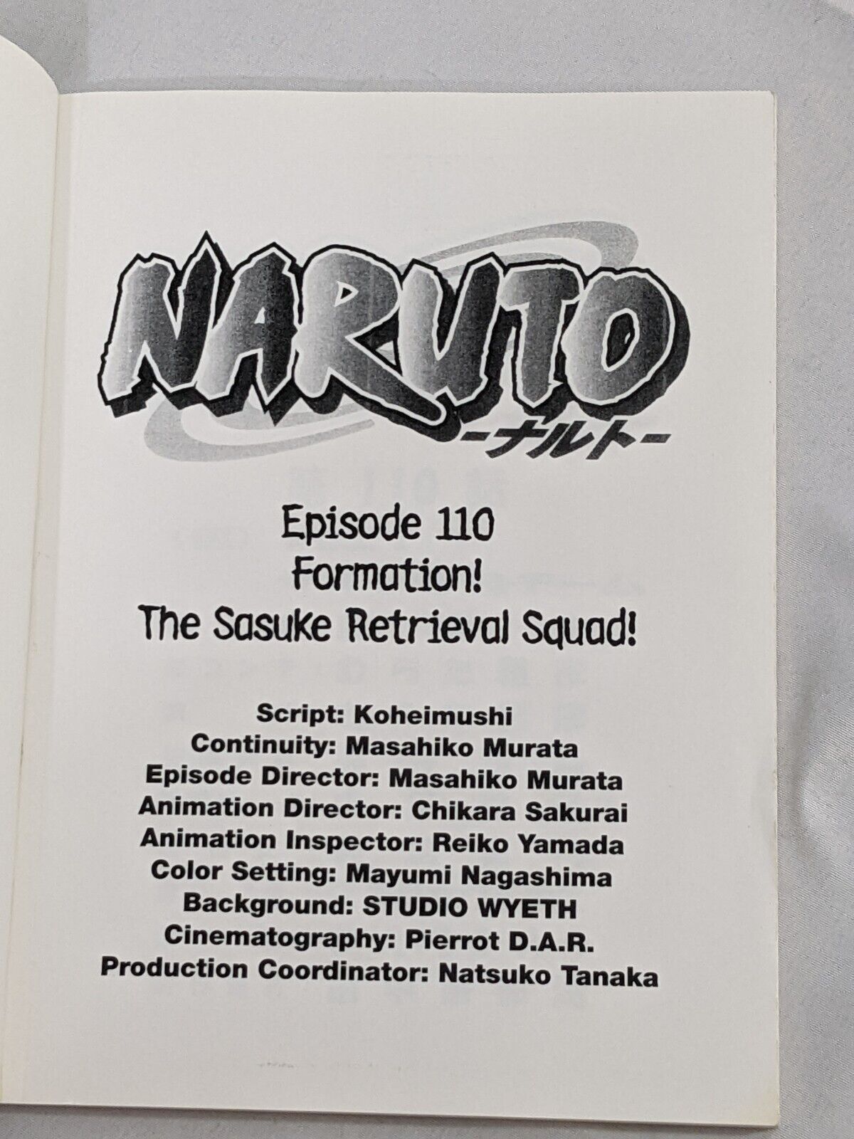 Shonen Jump Naruto Uncut Box Set Story Board Book 9 Episode 110 Formation!