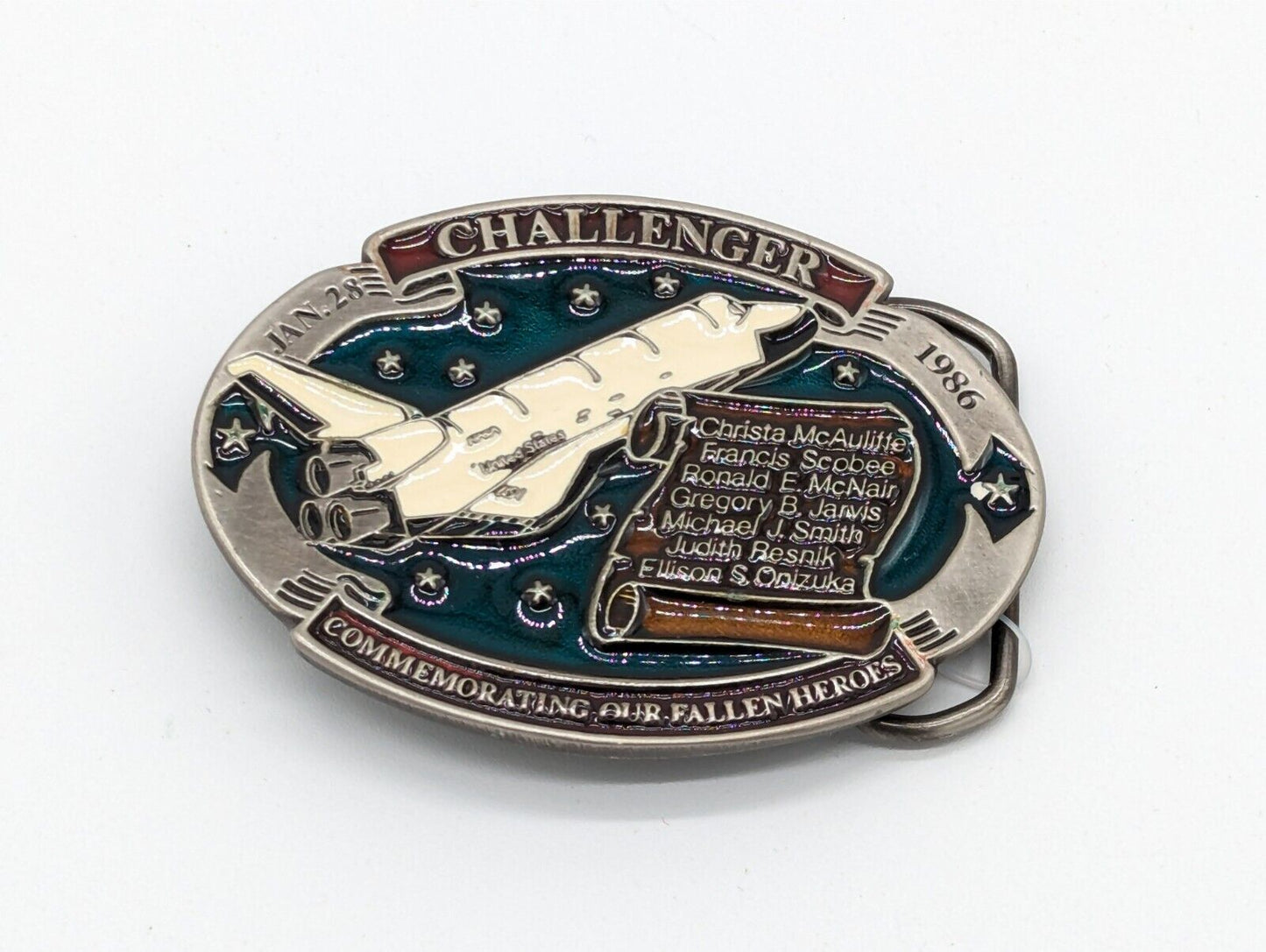 Vintage Challenger Space Shuttle Jan. 28, 1986 Commemorative Belt Buckle USA