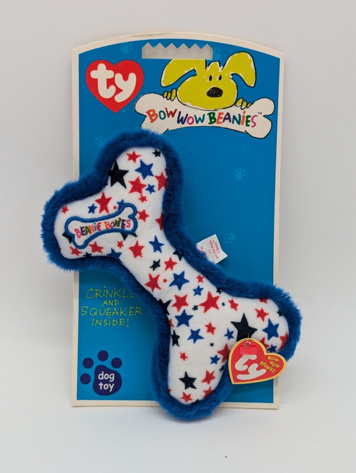 Ty Bow Wow Beanies Beanie Bone Dog Toy Pet Crinkle Squeaker Stars Holiday