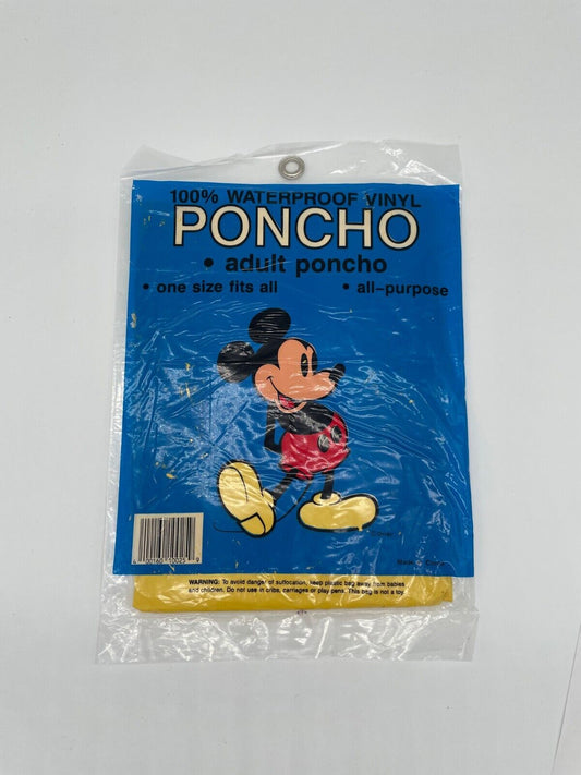 Disney World Mickey Mouse Vintage Rain Poncho Adult One Size Fits All