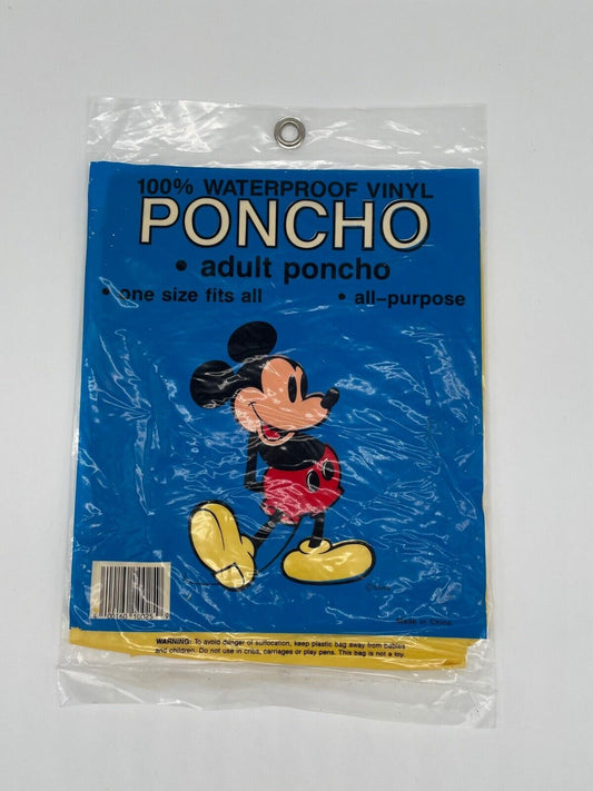 Vintage Disney World Mickey Mouse Rain Poncho Adult One Size Fits All