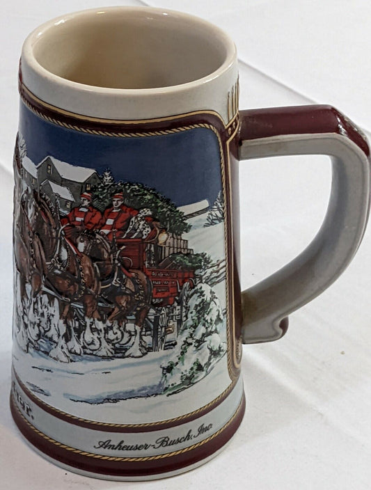 Authentic Budweiser Holiday Stein Beer Mug  1989 Collector's Series