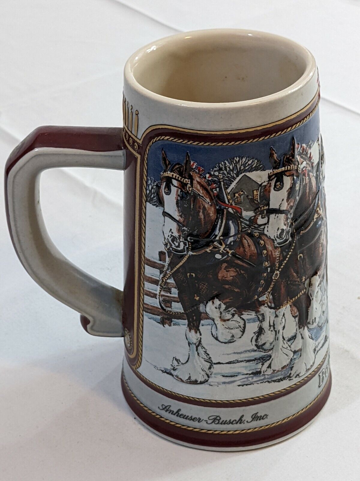 Authentic Budweiser Holiday Stein Beer Mug  1989 Collector's Series