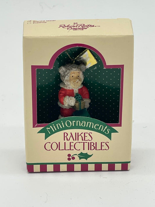 Robert Raikes Original Mini Ornaments Santa Bear Christmas Holiday Decor