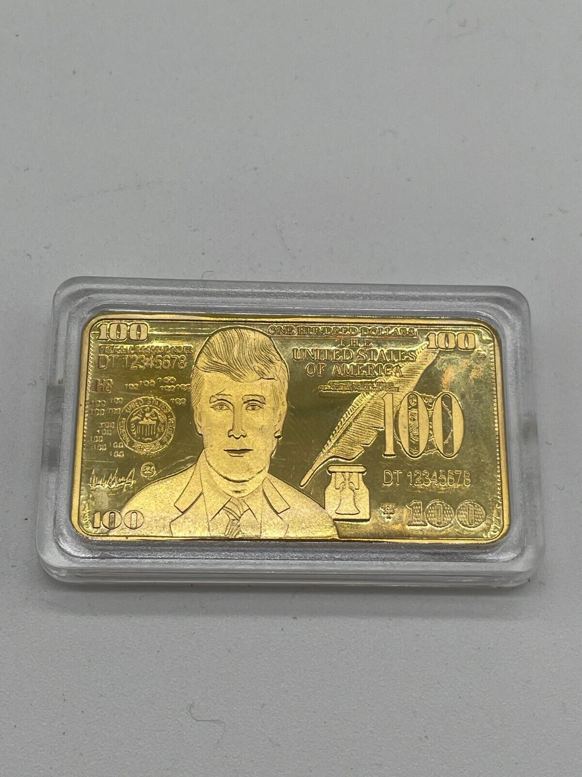 Donald Trump Gold Foil Bullion $100 Dollar Bill Bar US President Collectibles