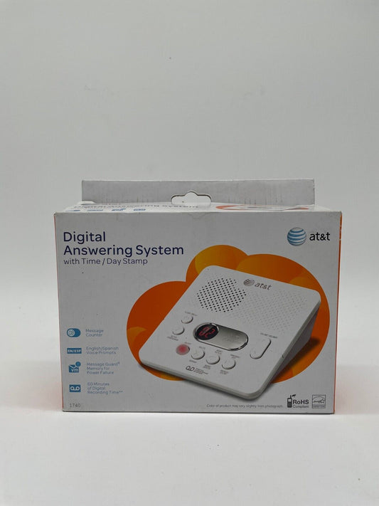 AT&T 1740 Digital Answering Machine System 60 Minutes Recording Time/Date Stamp