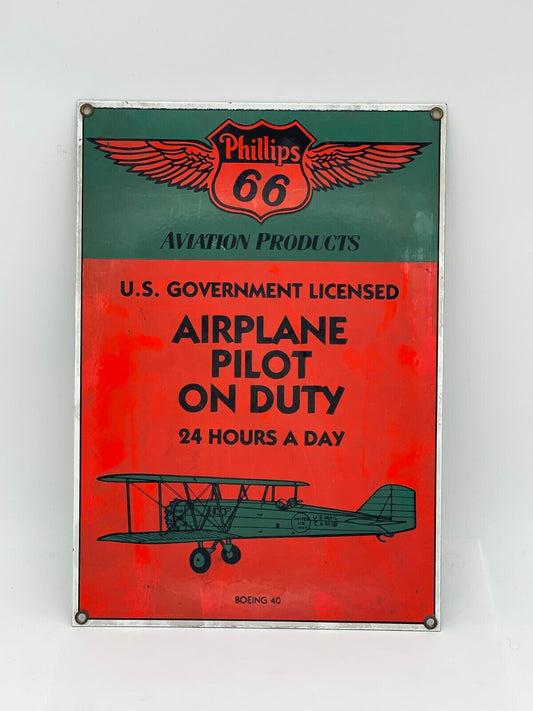 Phillips 66 US Government Licensed Airplane Pilot on Duty Boeing 40 Signage