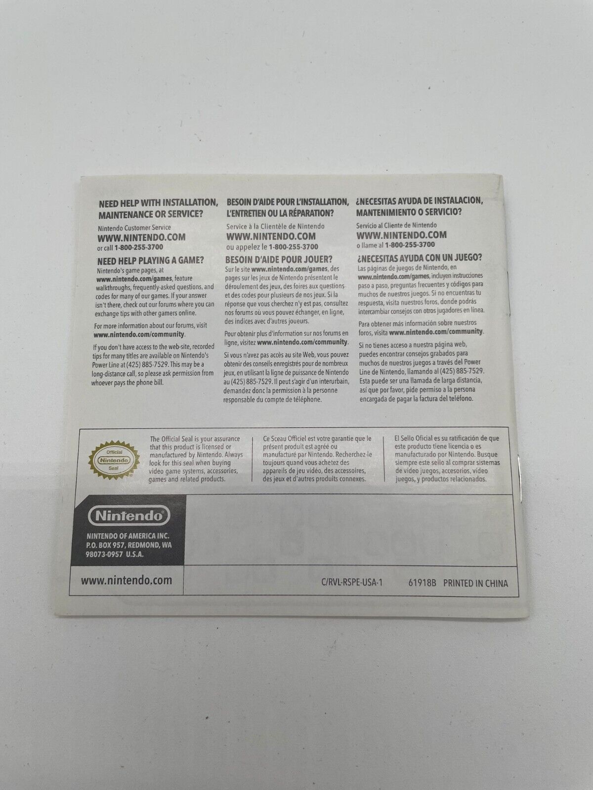 Wii Sports - Nintendo Wii Authentic Instruction Booklet Only