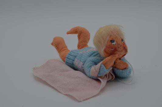 7" Baby with Pink Blanket & Blue Sweater 196287 Annalee