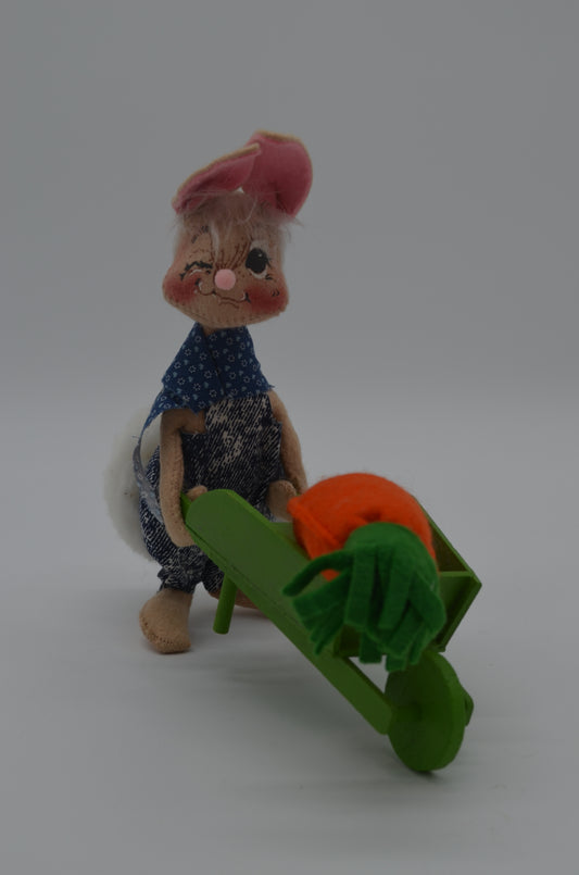 7" Country Boy Bunny with Wheelbarrow 061991 Annalee