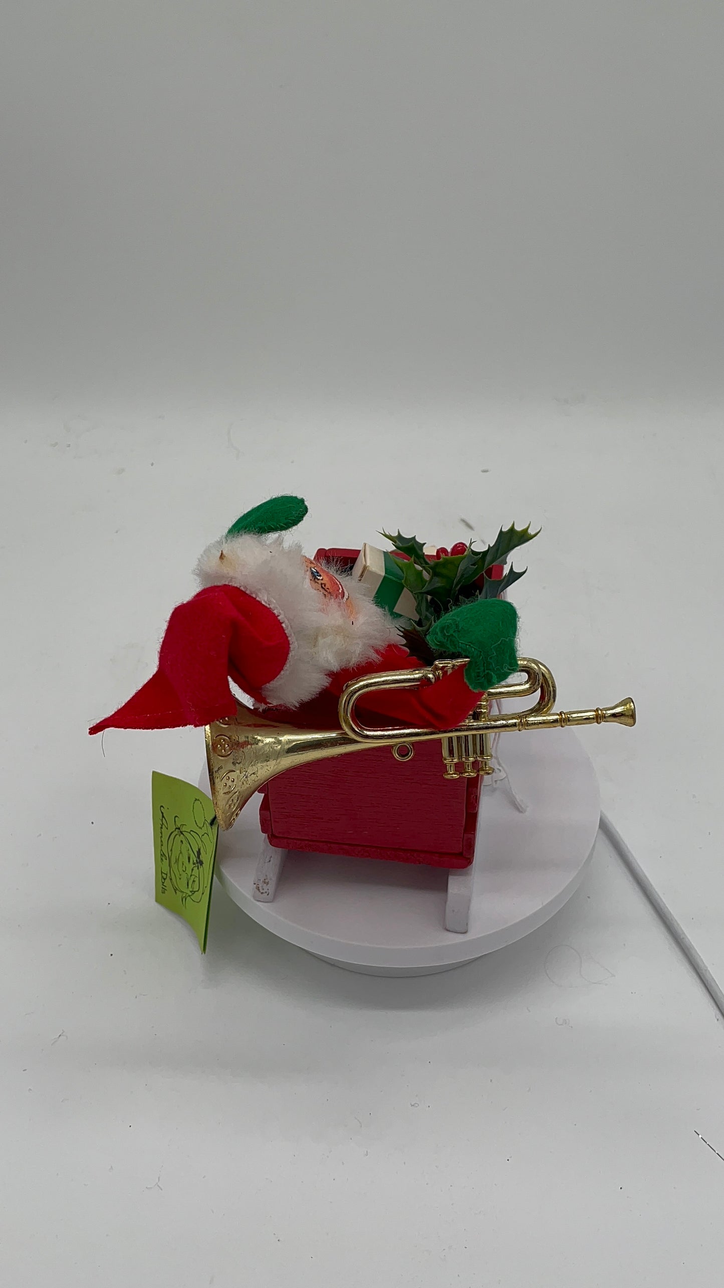 7" Santa in Sleigh with French Horn 502582 Annalee