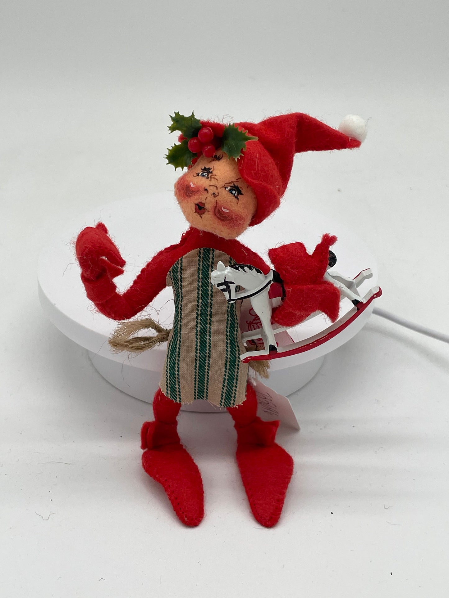 5" Red Workshop Elf with Rocking Horse 735696 Annalee