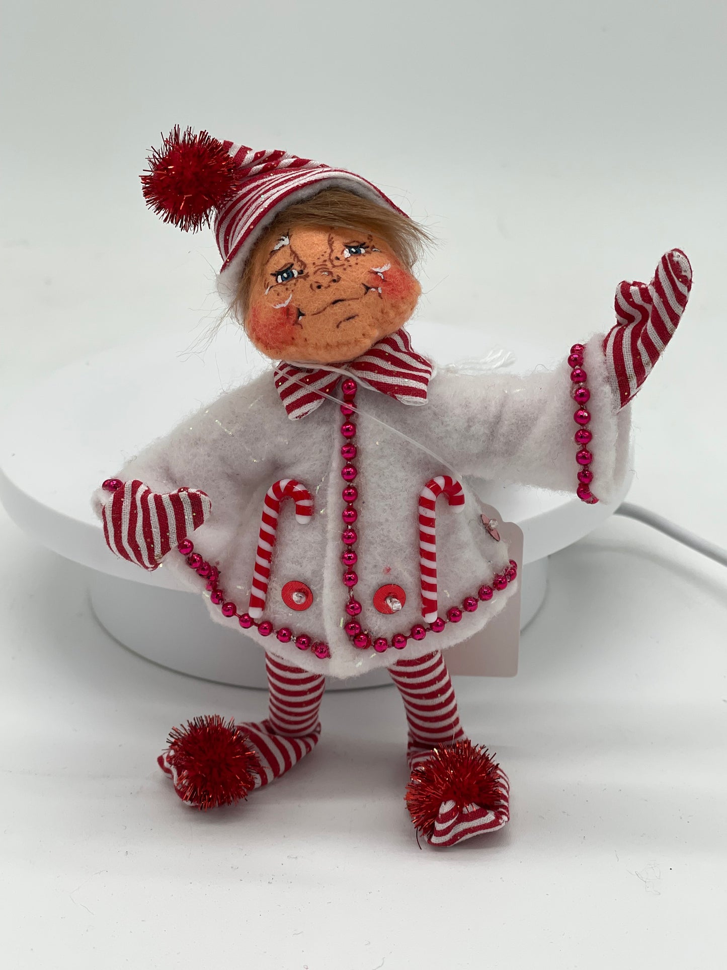 5" White Candycane Elf 746506 Annalee