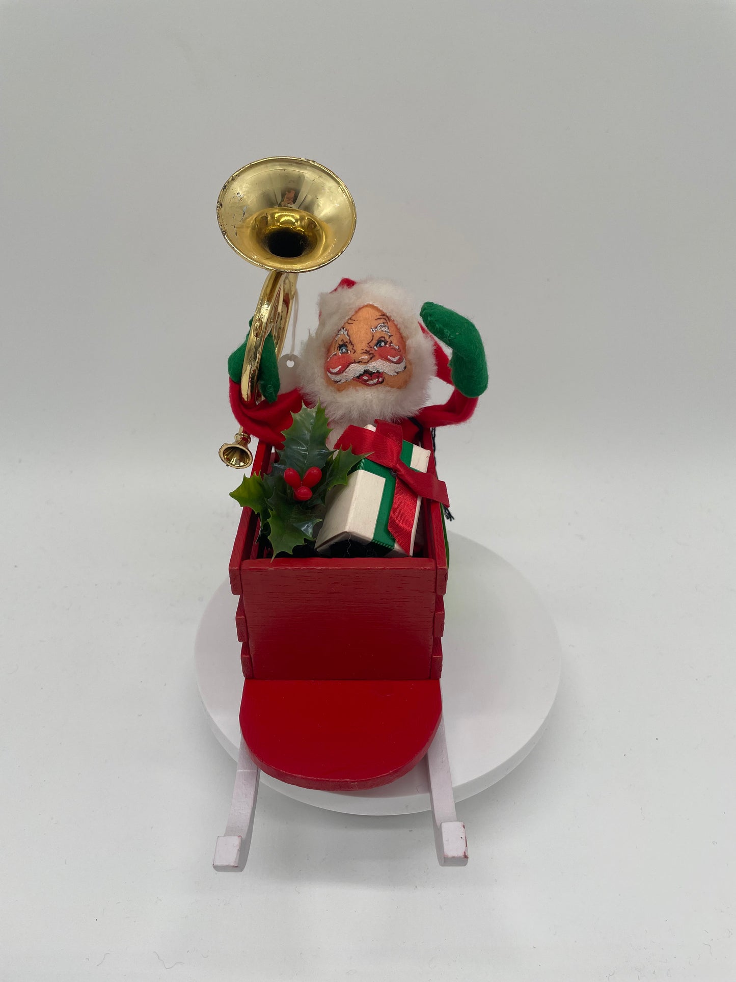 7" Santa in Sleigh with French Horn 502582 Annalee