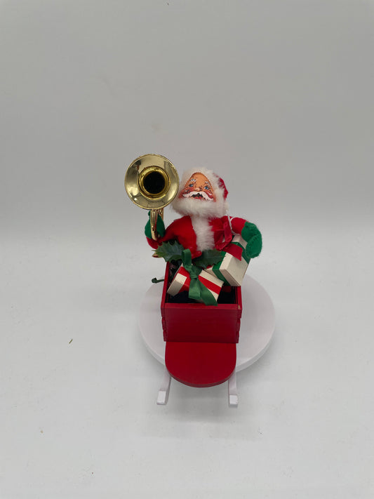 7" Santa in Sleigh Holds Trumpet 502582t Annalee