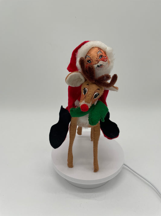 7" Santa with 10" Deer C143-75 Annalee