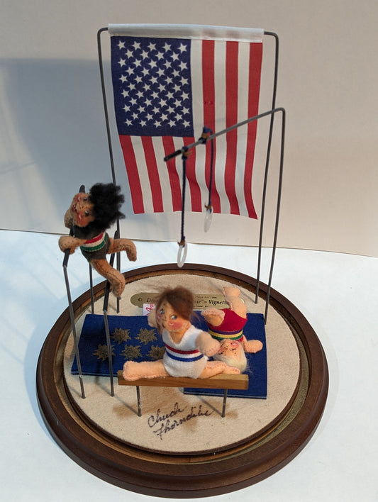 3" Dreams of Gold Gymnastic Vignette with Base 970196 Annalee  Signed